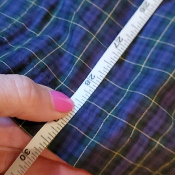 Lands' End Blue Plaid Button Down Top w Pocket & Elastic Waist w Sz L Pajama Set - Picture 8 of 16